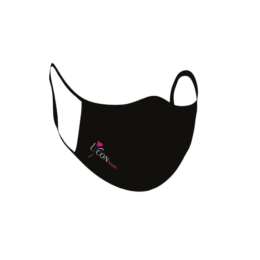 Maske-svart-med-logo Maske Svart - med logo - Bilde 1